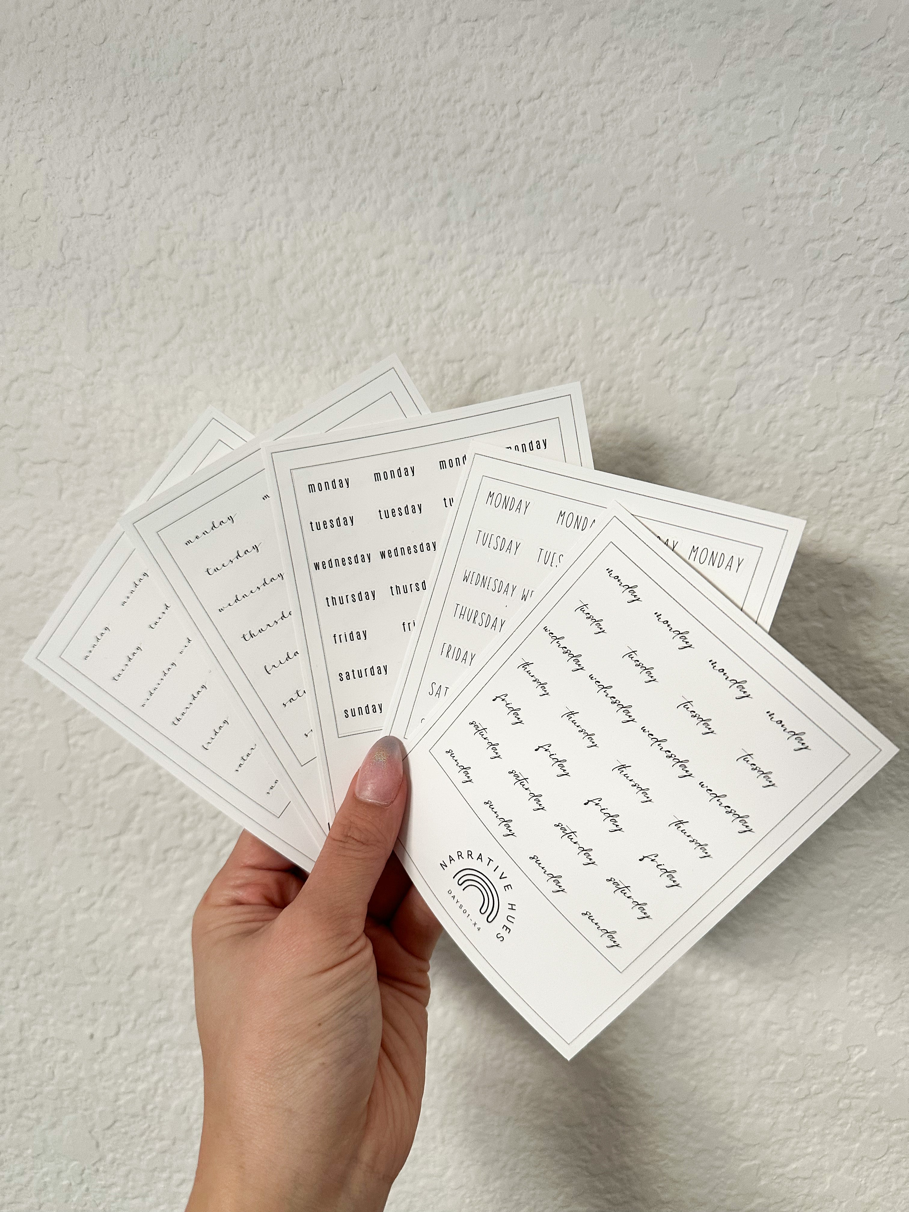 Days of the Week Script Stickers – Narrative Hues